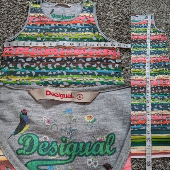 Desigual colorful rainbow laser cut knee length dress S - Picture 7 of 10